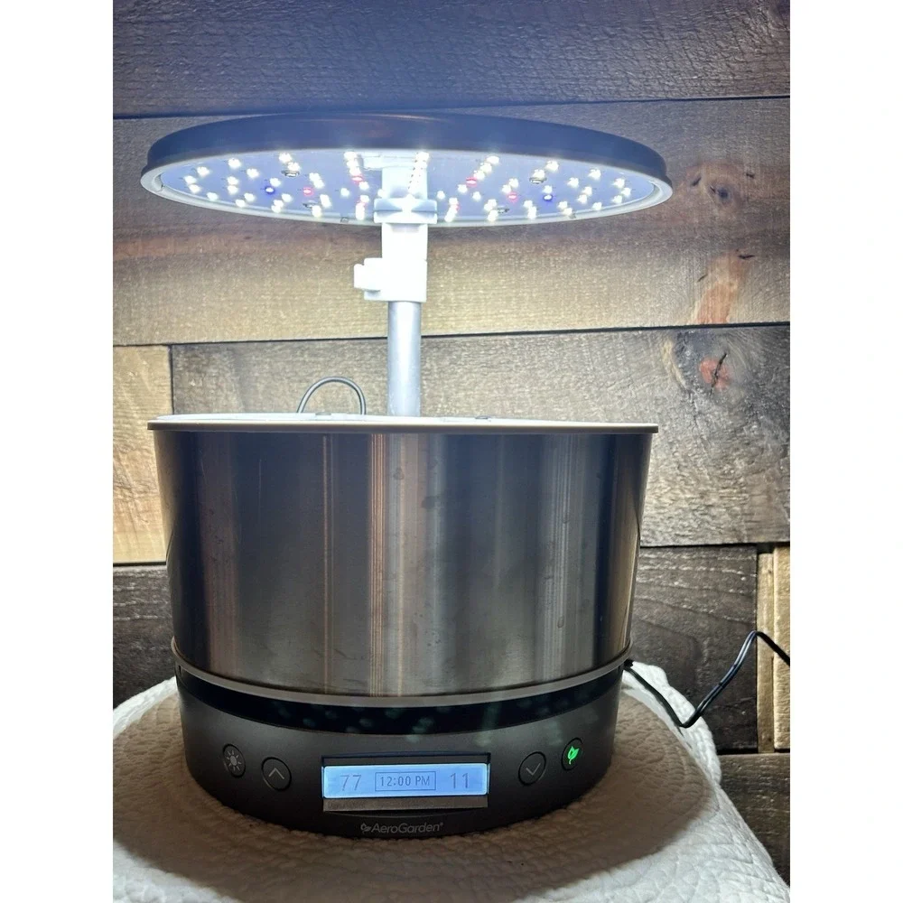 AeroGarden Harvest Elite 360 Garden, Stainless Steel 100693-BSS EUC Works